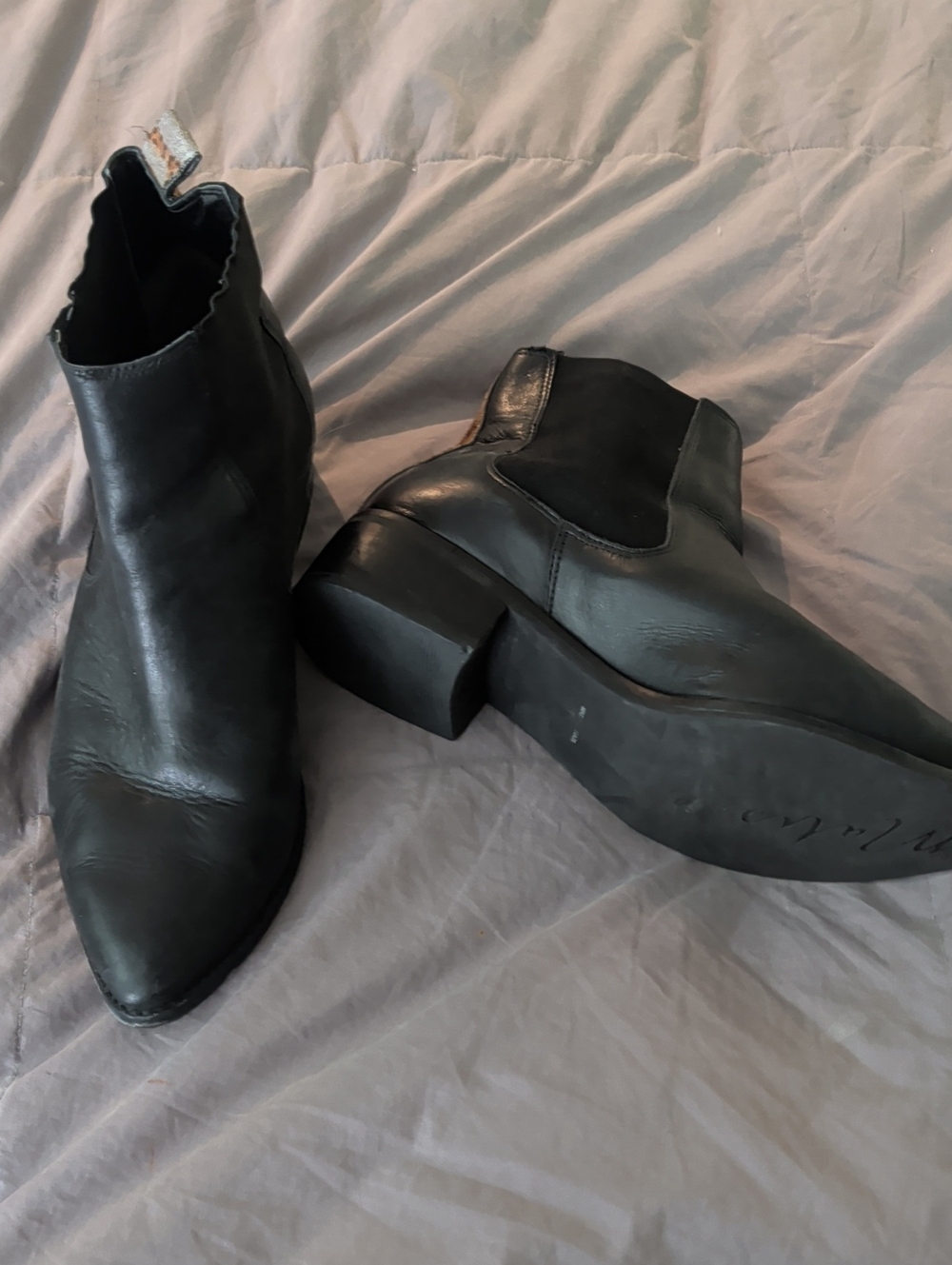 Matisse Black Leather Chelsea Ankle Boots With Fur Detail